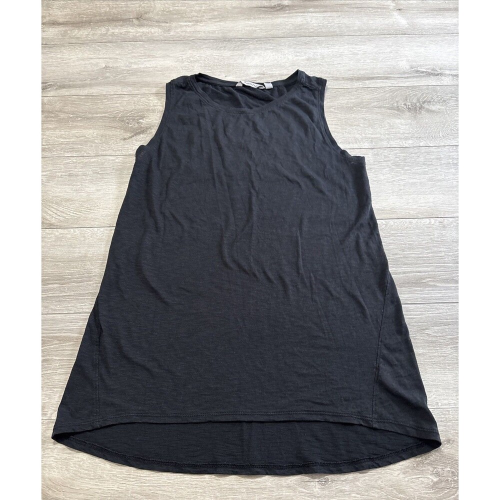 Athleta Shiva 3 Hi Lo Tank Black Textured Sleeveless Lightweight Semi Sheer M
